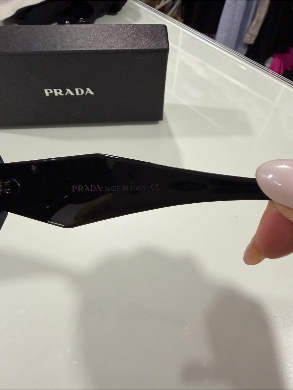 Prada Black Angular Rectangular Sunglasses - Picture 3 of 7